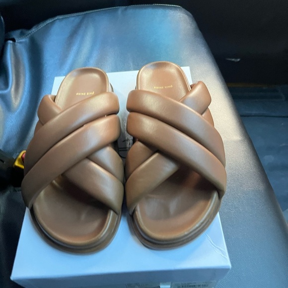 Anine Bing Lizzie Slide Sandal Cognac Brown Tan 38 - Picture 6 of 10